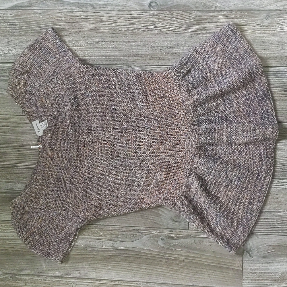 Women's Short-Sleeve Knit Peplum Top - Heathered Mauve